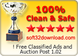 ! Free Classified Ads and Auction Post 1.02 Clean & Safe award